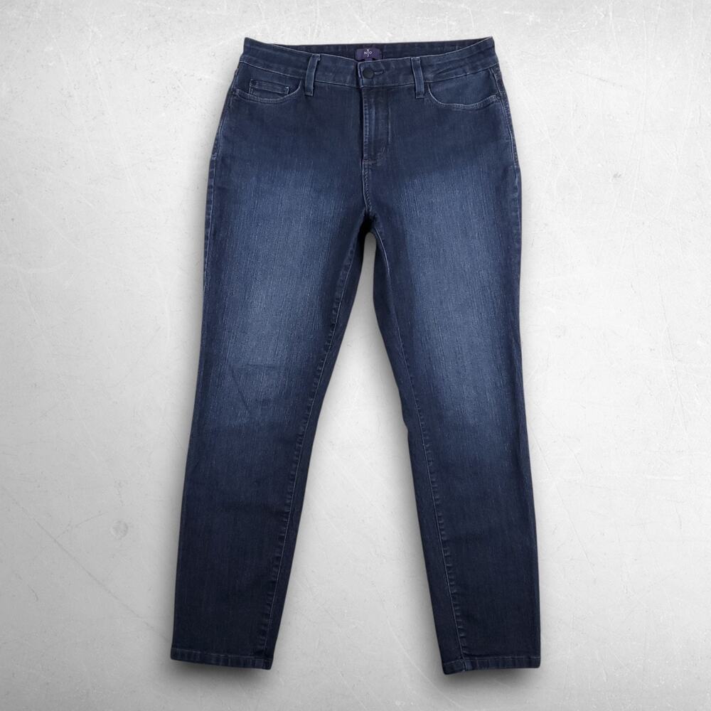 NYDJ Sheri Slim Ankle‎ Jeans Women 12 Blue Stretch Faded Lift Tuck Minimalist